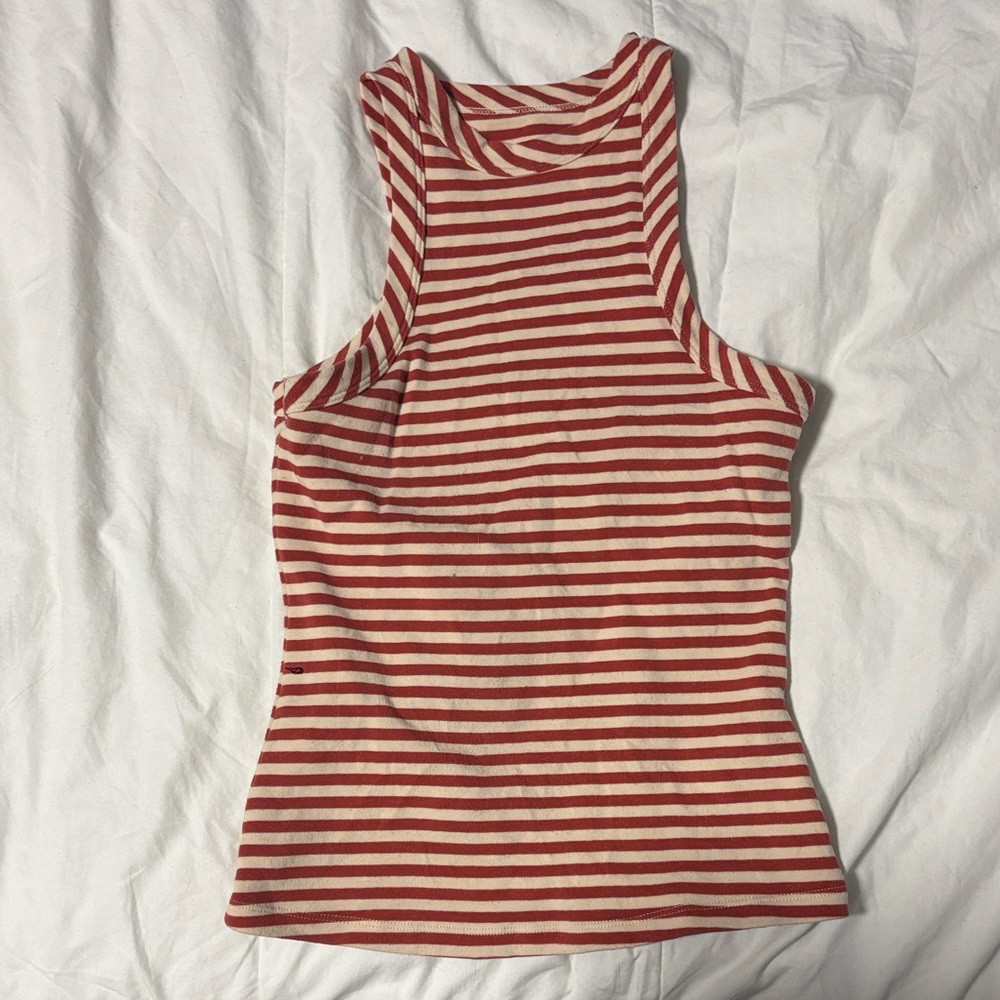Maeve Red and White Striped Tank Top